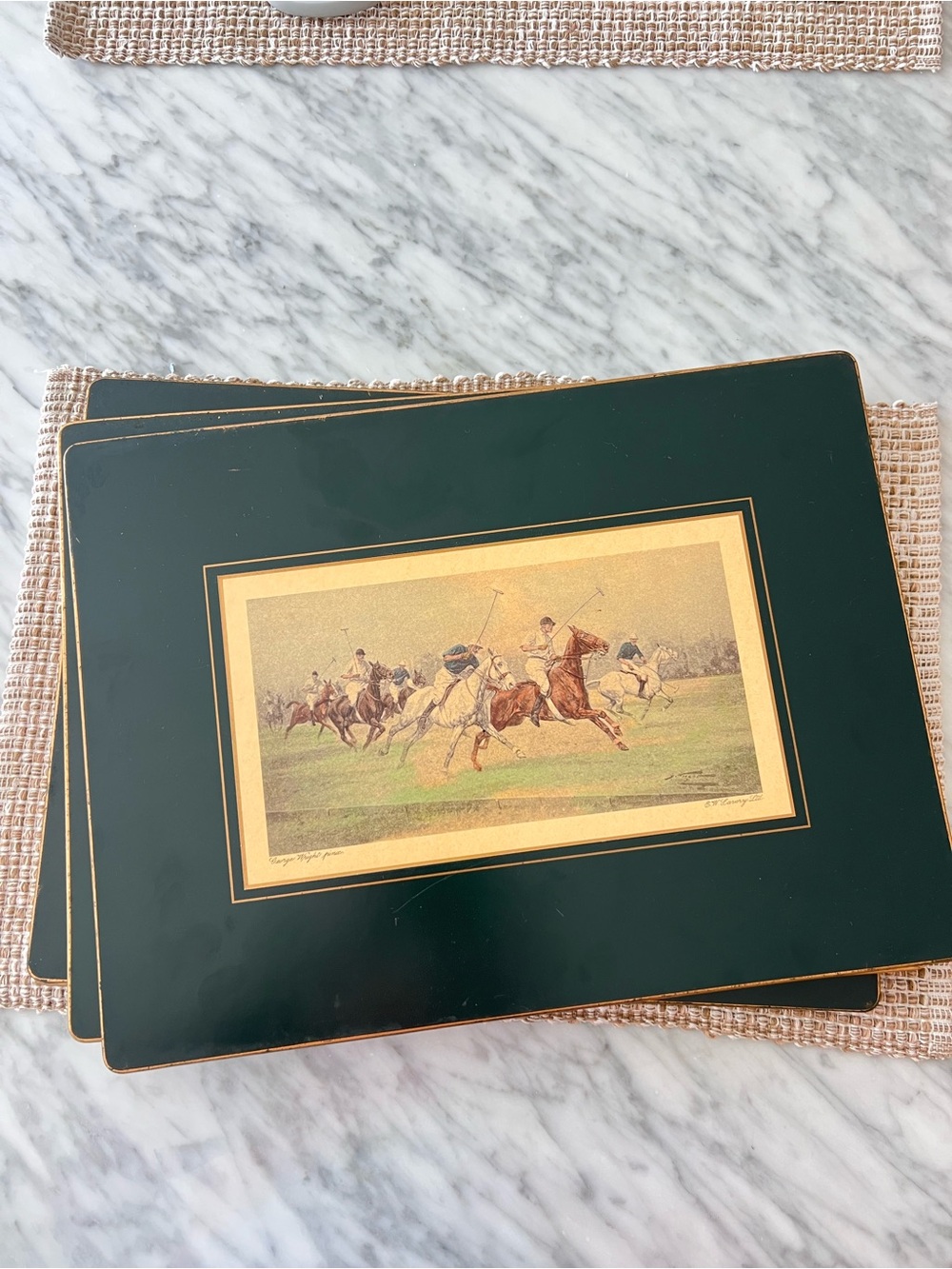 Vintage Lady Clare Polo Scene Placemat Set